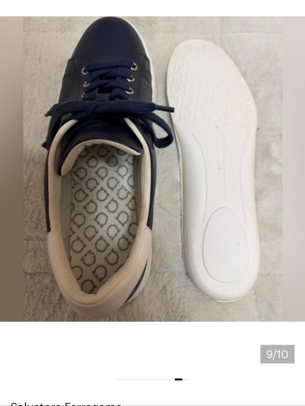 Like New! $795 Salvatore Ferragamo Pierre Low Top Navy Blue White Sneakers 12